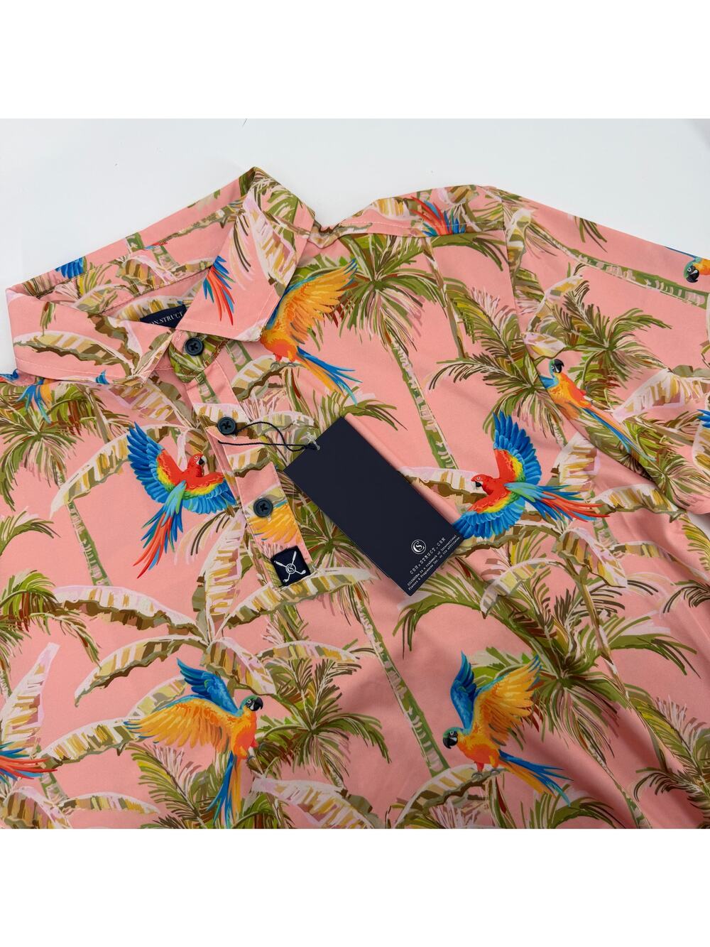 NWT Men's Con.Struct Performance Polo Size Medium All Over Parrot‎ Print Polo